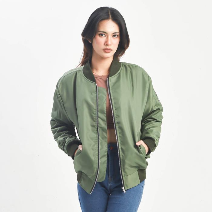 Nookly - Jaket Bomber Parasut Wanita Bomber Alpha Green Jacket Windbreaker Outdoor