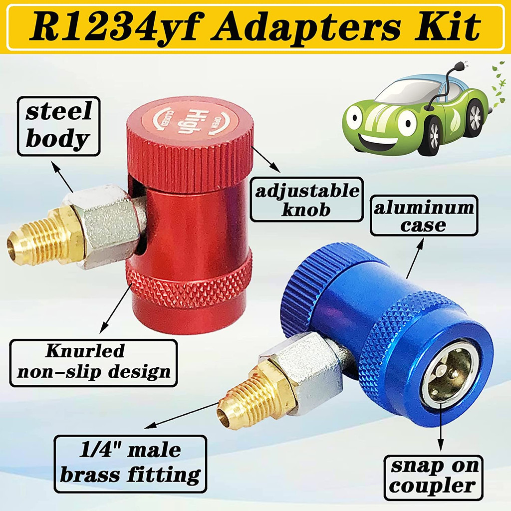 JUAL  R1234yf Quick Connector Adapter Auto AC High/Low Side R1234yf Quick Couplers Refrigerant Adapt