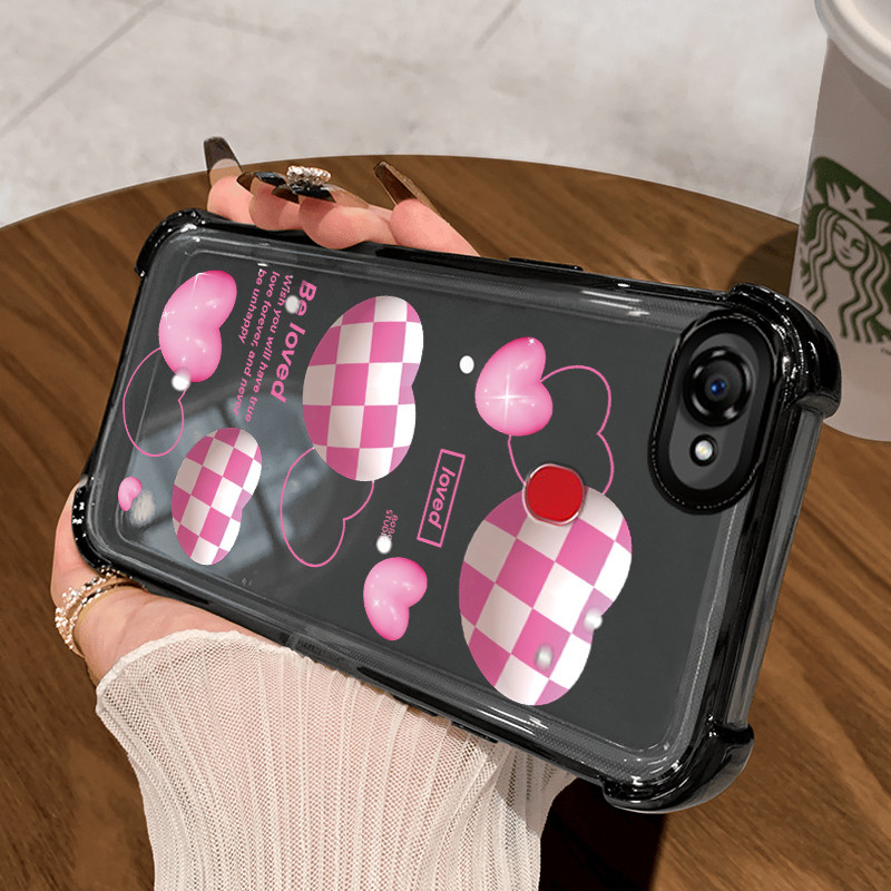 Casing Hp untuk OPPO F7 Case Hati kotak-kotak Kasing Cesing Sembunyikan Airbag Kesing Silikon Softca