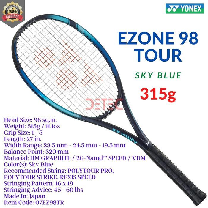 Yonex Ezone 98 Tour 315G Sky Blue - Raket Tenis