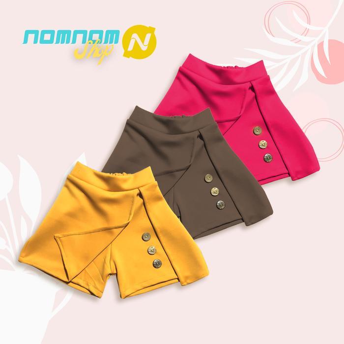 Rok celana anak perempuan bahan scuba variasi 3 Kancing ROCEL TARTAN Korea kids Fashion