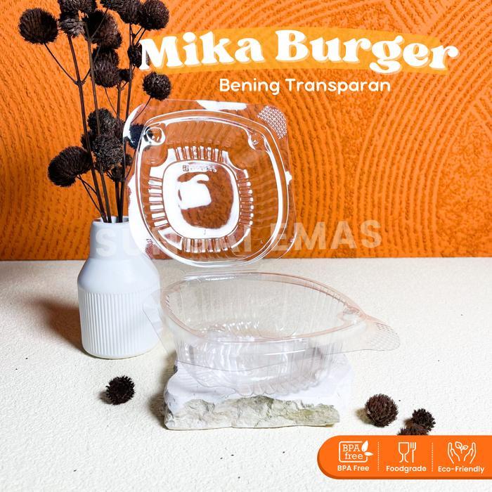 Thebest- Mika Burger Bening Transparan / Tempat Burger / Tray Burger / Mika Bolu / Mika Hamburger