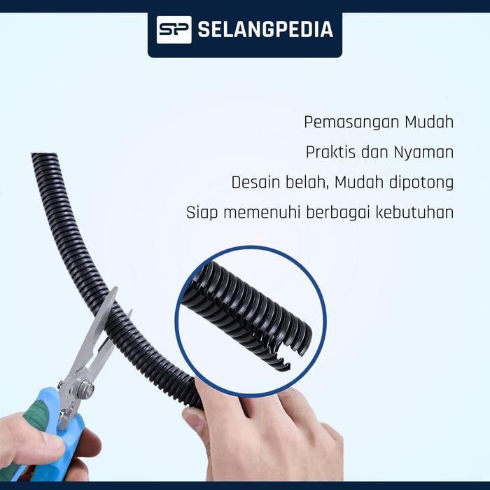 Selang Spiral Belah 7 mm 1/4 inch Corrugated Flexible PVC Split Tubing Untuk Kabel Listrik Pipa
