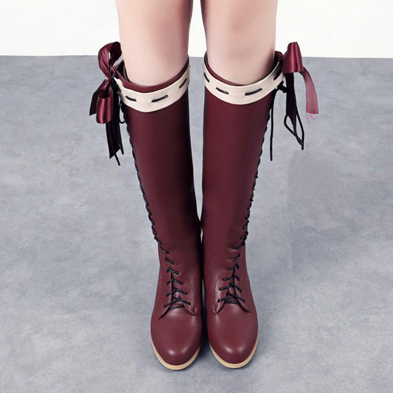 Anime Cosplay Boots Violet Evergarden Lolita Shoes Customized Ladies Fashion Leisure Cartoon Bow Pu