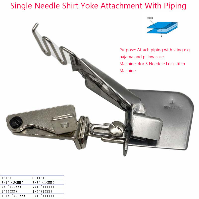 DAYU 455 Sing Needle Shirt Yoke Attachment With Piping For Thread Industrial Overlock Sewing Machine