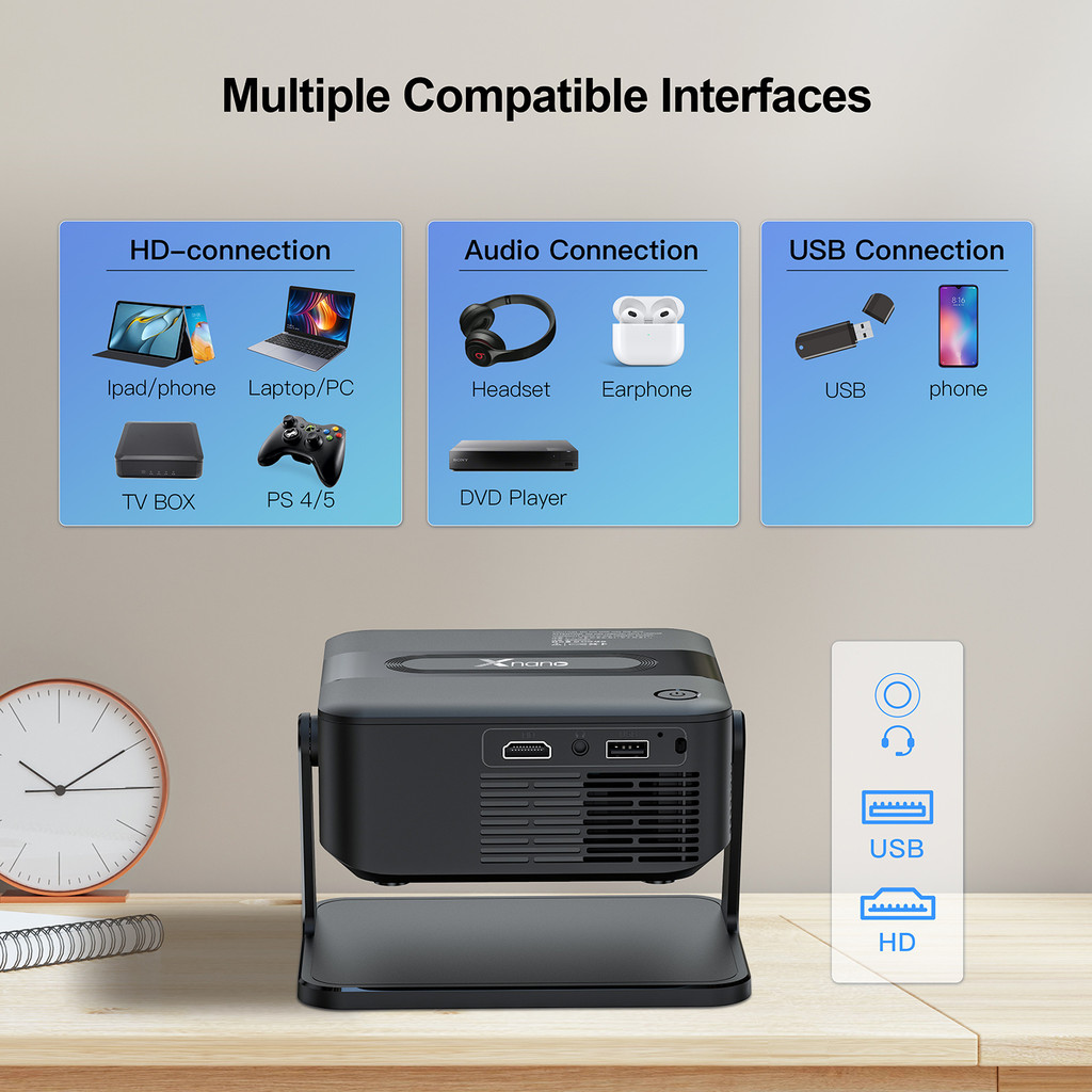 Digital Projector Android With Holder HD Video Smart Projector Outdoor with HDMI USB Wireless