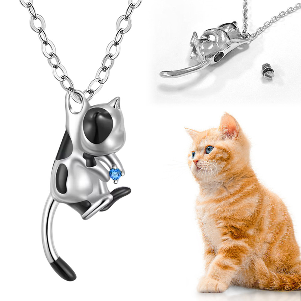Cat Cremation Jewelry Urn Necklace for Ashes for Pet,Funeral Ashes Keepsake Urn Necklace Pendant