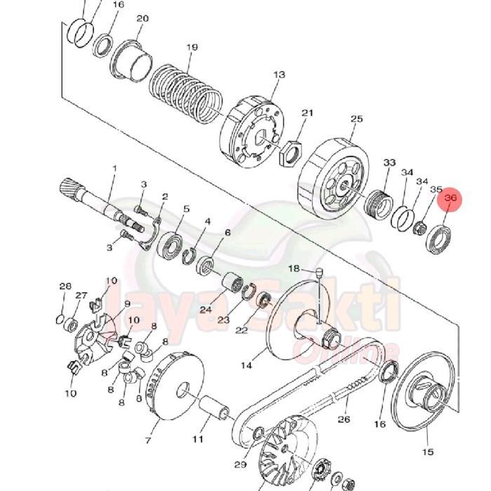 BEARING LAHER BAK CVT MIO J - MIO GT - SOUL GT 115 - FINO FI 115 ASLI YAMAHA