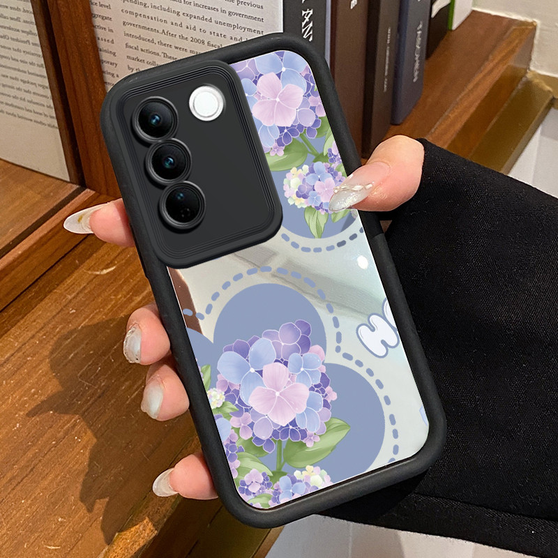 Casing Hp Untuk VIVO V27 5G VIVO V27 Pro 5G S16 Pro 5G VIVO V27E 5G S16E 5G T2 4G Case Bunga ungu Ce