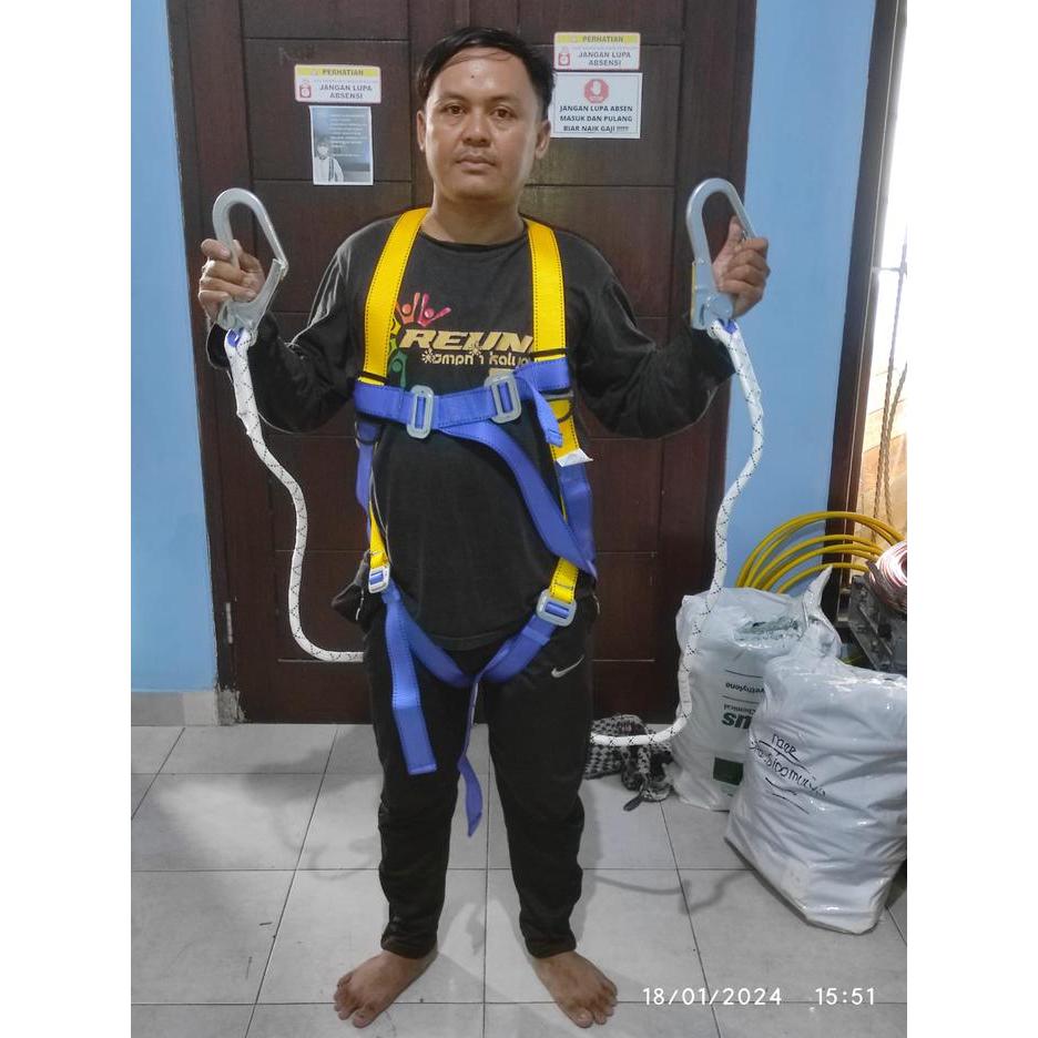 ASLI Safety Full Body Harness Double Big Hook Sabuk Pengaman / Body Harness Double Hook READY STOCK