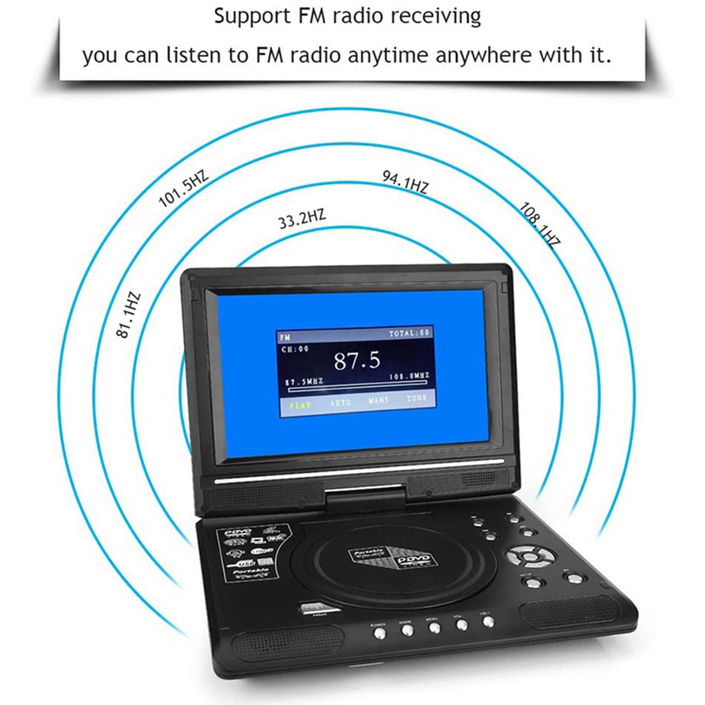 Portable 9.8 Inch Home Car LCD DVD Player Game TV Player 270? Rotatable LCD Screen Compact Disc MP3