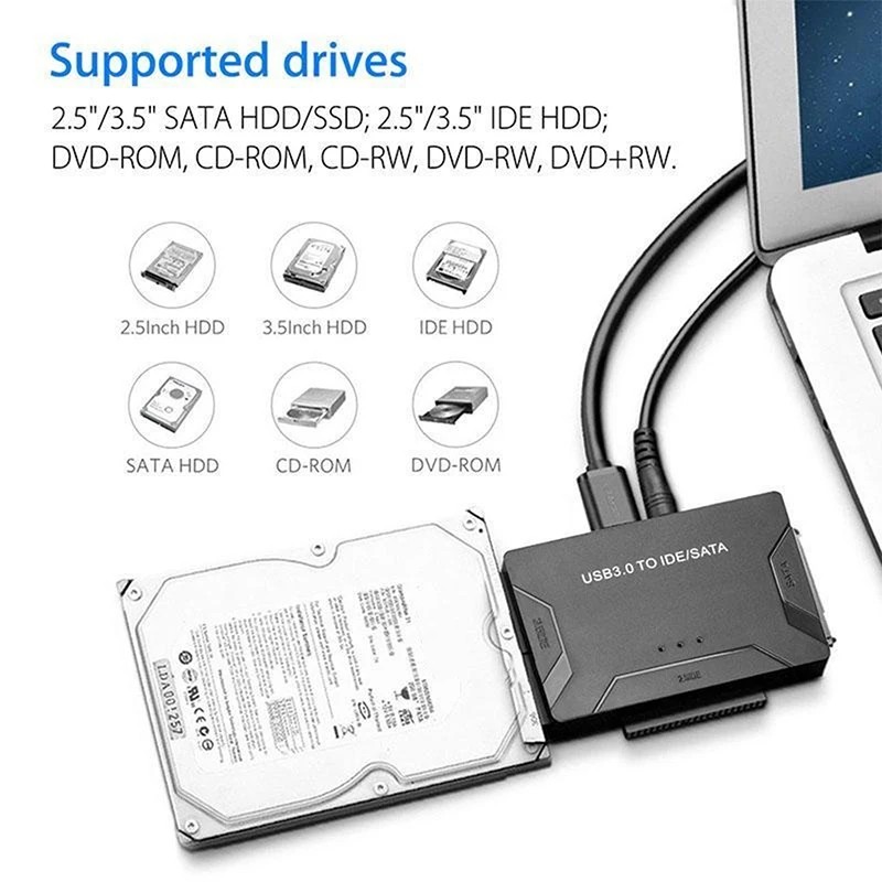 SATA/IDE to USB 3.0 Adapter Hard Drive Adapter Converter for Universal 2.5/3.5 Inch IDE SATA HDD SSD
