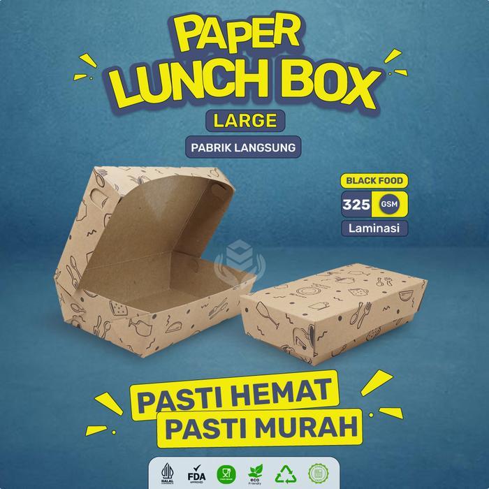 [100 pcs] Paper Lunch Box Large Tebal 325 Gsm / Kotak Take Away / Lunch Box Paper L / LB2K424