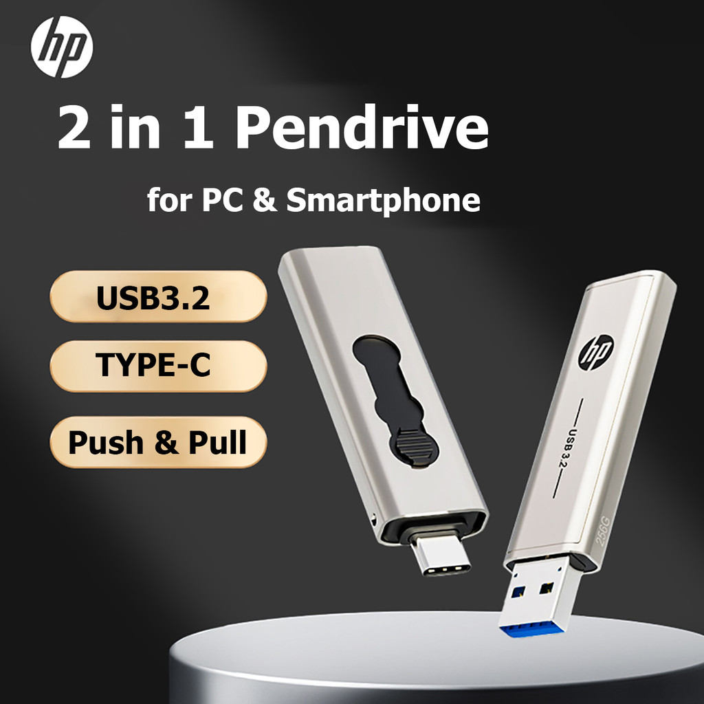 100% Original HP OTG Type C USB3.2 USB Flash Drive Pendrive 256GB 128GB 64GB 2 in 1 U-disk for