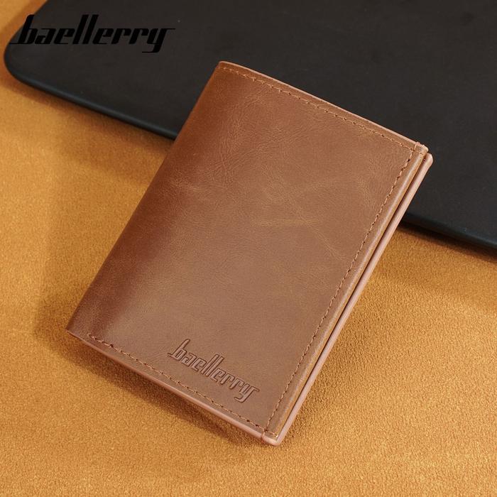 Dompet Minimalis Dompet Pendek Pria Kulit Pu Lipat Tiga Kartu Uang Baellerry K1979
