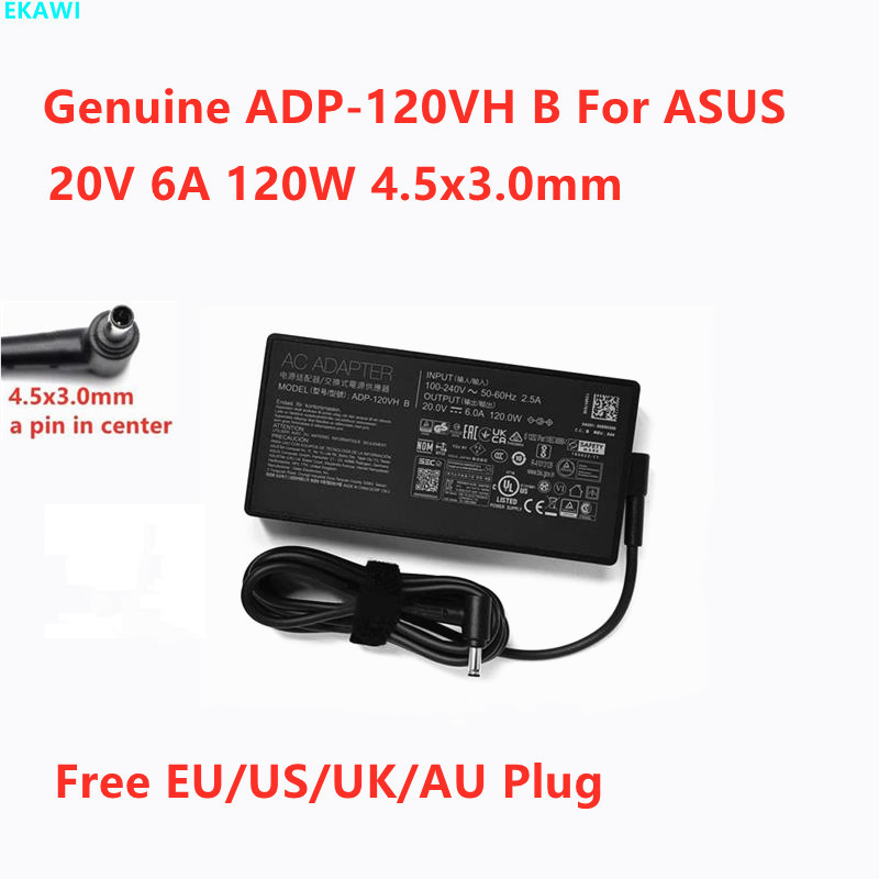 Genuine ADP-120VH B 20V 6A 120W 4.5x3.0mm A17-120P2A Thin AC Adapter For ASUS Laptop Power Supply