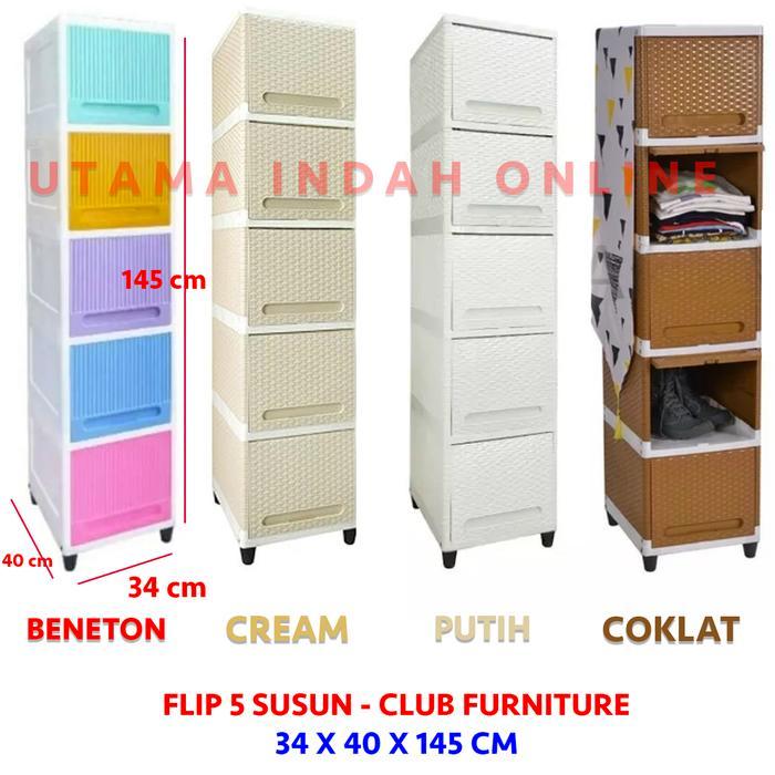 Laci pakaian / laci plastik FLIP club 5 susun