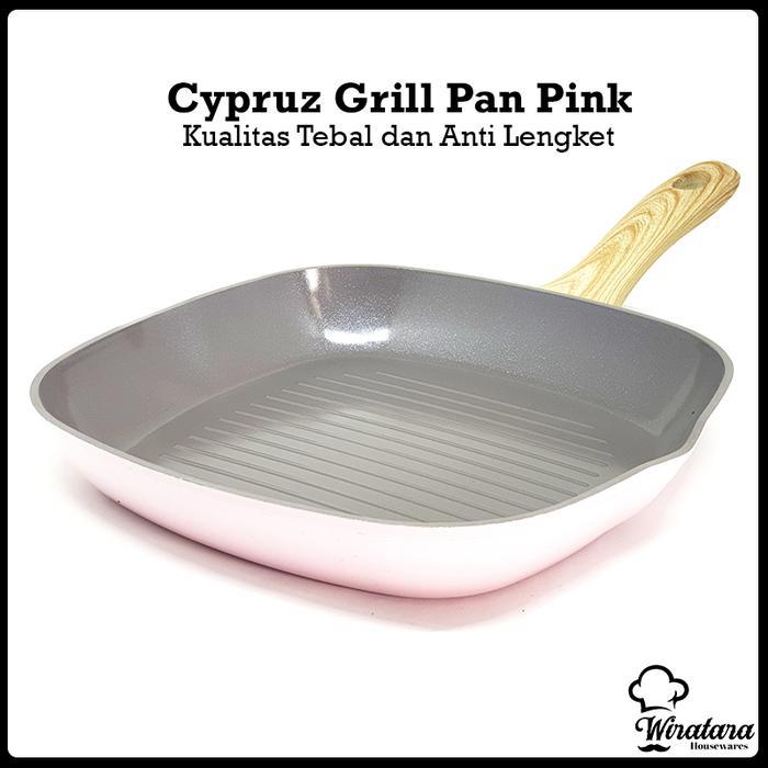 Cypruz Frying Grill Pan Keramik Pink 28cm Pemanggang Bbq Anti Lengket