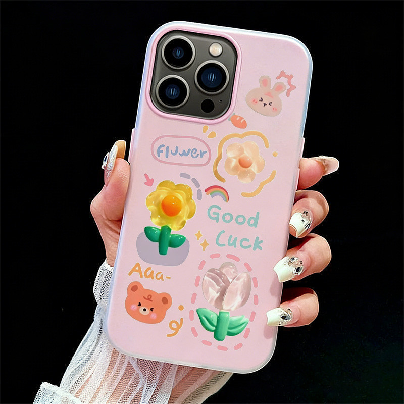 2-In-1 Cair Flower Cute Cartoon Case Hp Infinix C81 Pro X8 Pro Max Smart 20 Note 60 Pro Hot 60 Pro 6