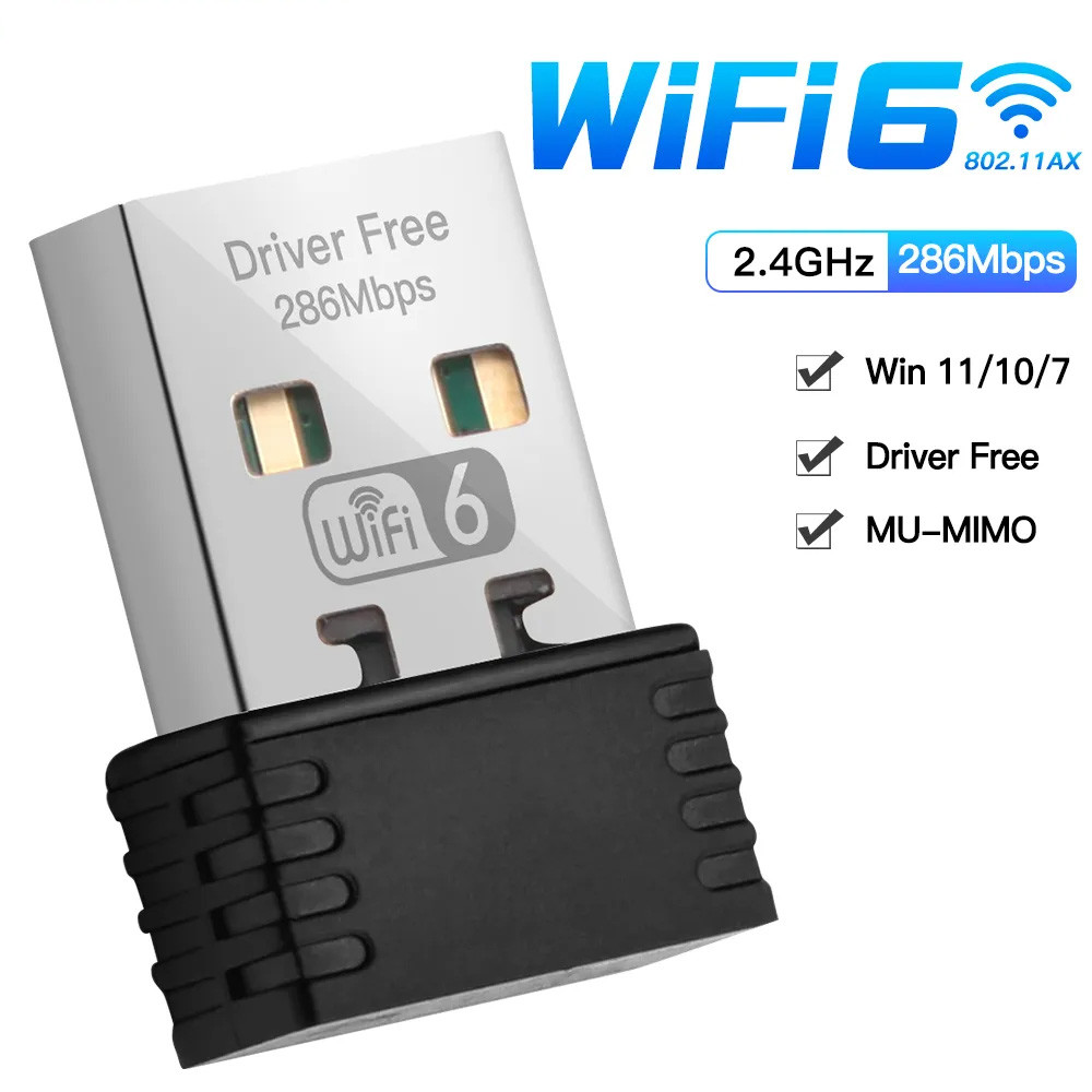 Mini USB WIFI 6 Dongle Network Card 2.4GHz Wi-Fi Lan Adapter Driver Free For PC Laptop Windows 7 10