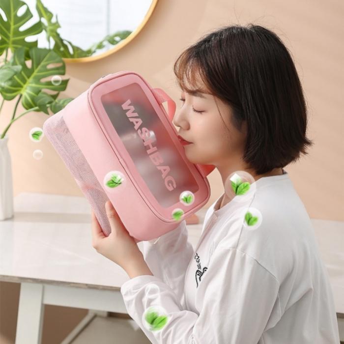 Travel Makeup Anti Air Murah Tas Kosmetik Organizer Traveling Transparan Bag Alat MandiPemisahan