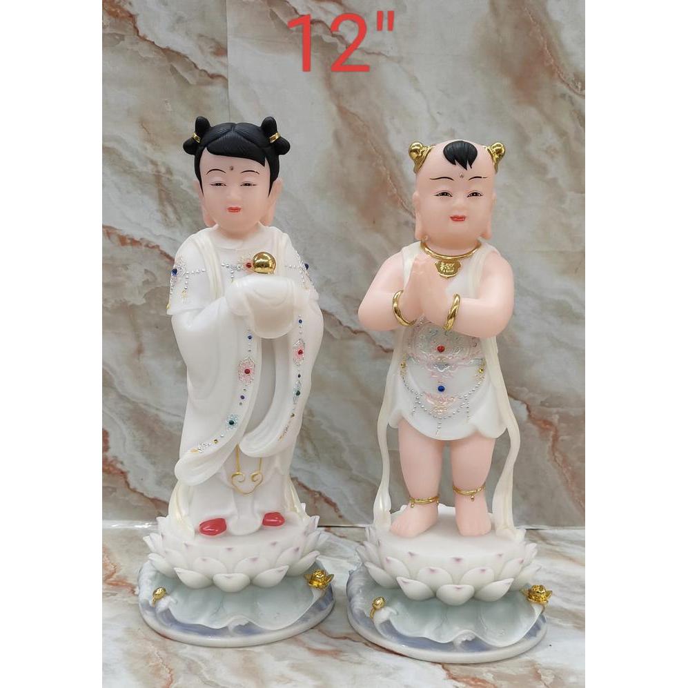 patung dewi pengapit kwan im / kwan in - 12 inch - mamer - putih