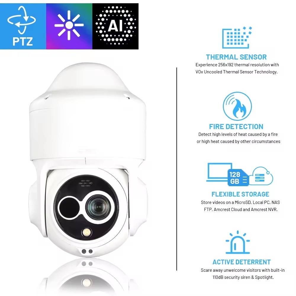 JIND CCTV Thermal Security PTZ Camera 20X Zoom Uncooled VOx Microbolometer Thermal And Optical