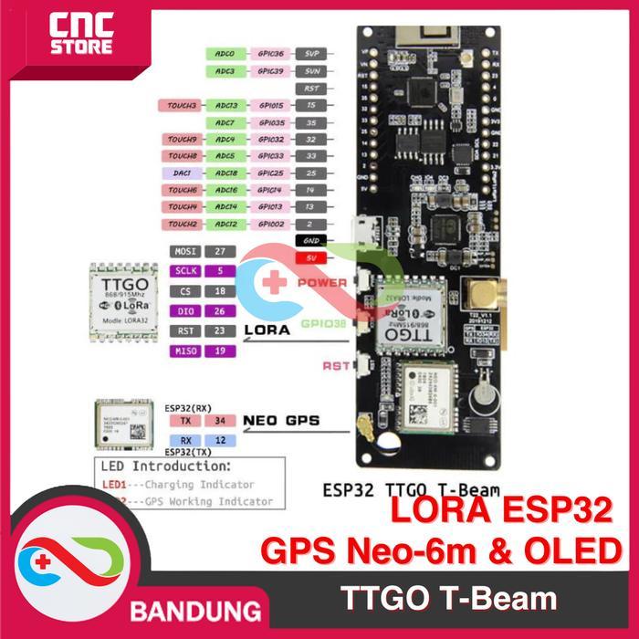 LILYGO TTGO T-Beam LORA ESP32 433MHz 915MHz GPS Neo-6m OLED 0.96 inc .