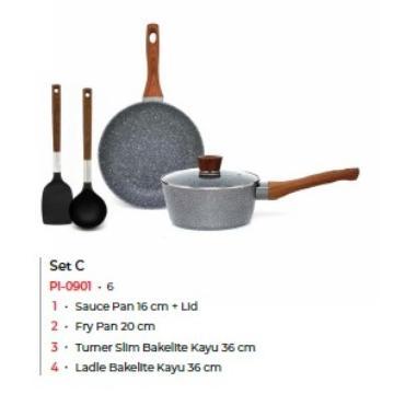 Cyprus Marble Set Paket Panci Sauce Pan Fry Pan Sutil Ladle Pi 0901