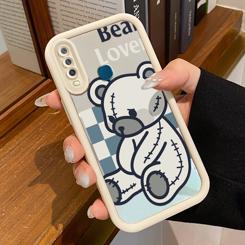 Casing Hp VIVO Y17 Y15 Y12 Y12i Y3 Y3s 2020 Case Casing Beruang yang rusak Pola Kasus cermin tangga 