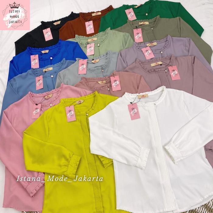 Imj Shakilla Lilac Blouse Premium Baju Atasan Wanita Lengan Panjang All Size Fit To Xxl