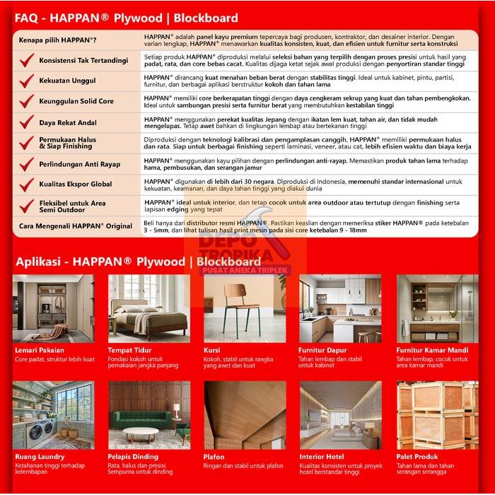 Happan - Plywood Triplek Terpopuler Di Indonesia! Permukaan Rata & Halus, Core Padat & Penuh Pasti