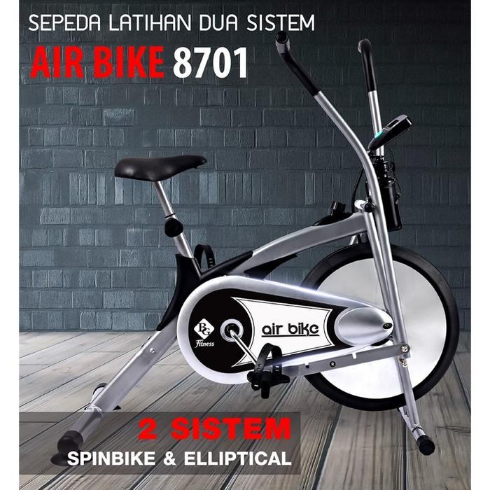 BG SPORT SEPEDA STATIS BEROLAHRAGA DI RUMAH AIR BIKE 8702 mesin kebugaran sepeda  gym - 8701  GREY