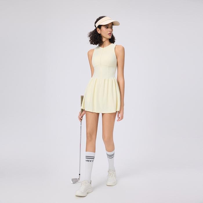 Aya Padel Dress tennis outfit ootd golf pink yellow pastels kuning baju pakaian olahraga anak