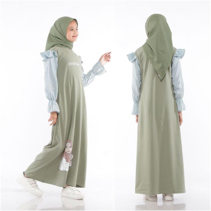 READY Gamis Anak Perempuan Baju Muslimah Tanggung Usia 4 Sampai 14 Tahun Aesthetic Kaos Motif Muslim