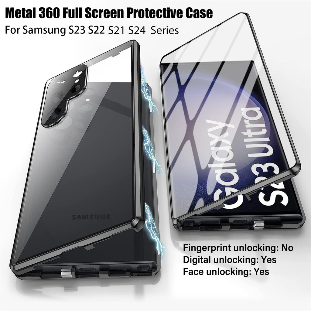 Metal Magnetic Full Cover for Samsung Galaxy S25 S24 S22 S23 FE S21 Ultra Plus 360 Full Surround