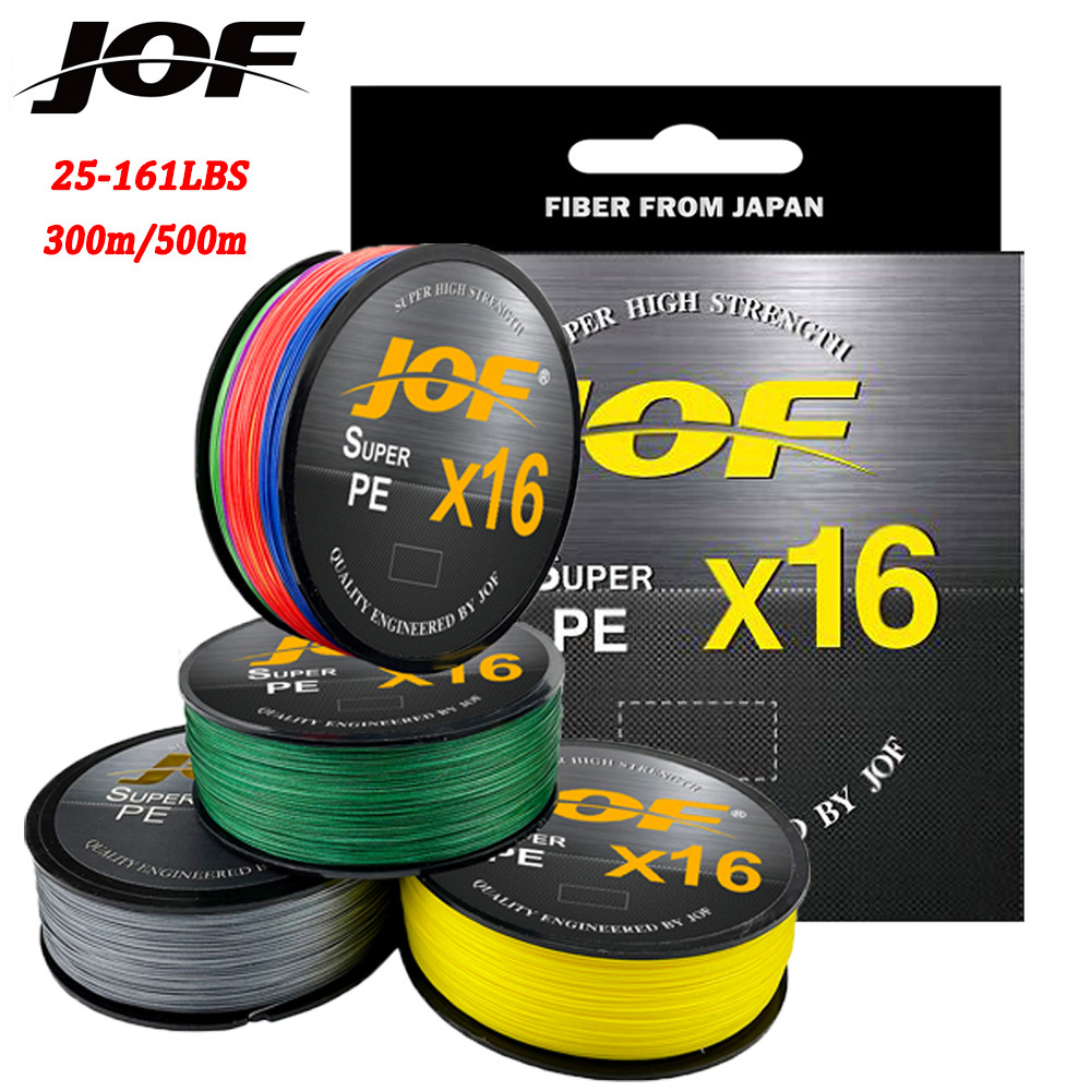 JOF 16 Strands Braided Fishing Line 300M 500M 25-161LB Carp Fishing Supplies 16X Multifilament Pe