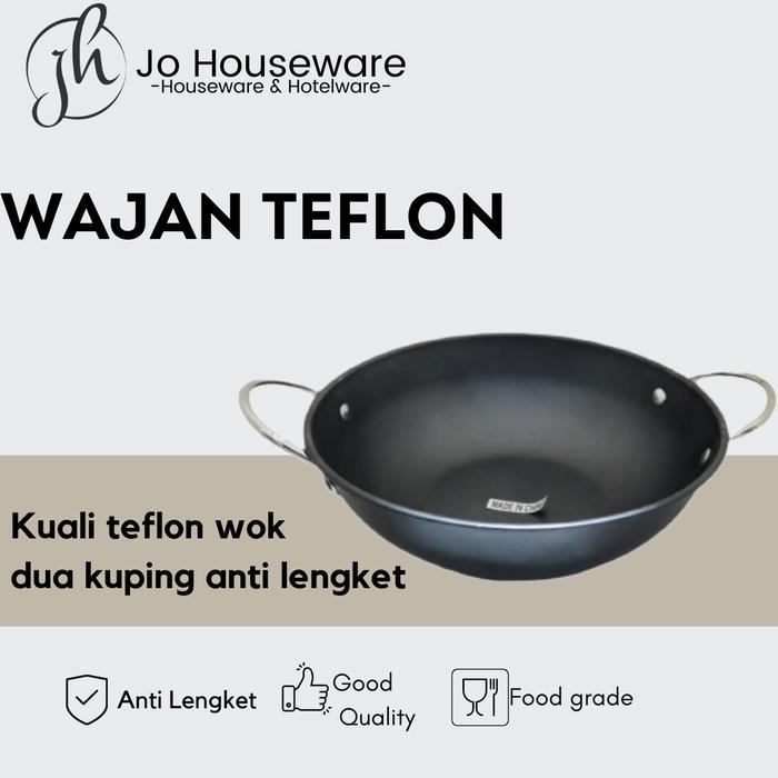 Kuali teflon hitam wok kuping mini wajan anti lengket premium G15-16