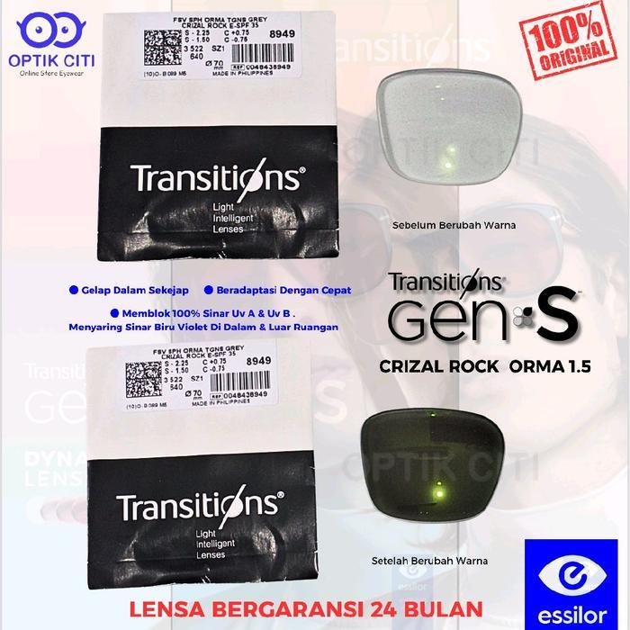 Lensa Photochromic Crizal Essilor Transition Gen S Orma 1.5 Grey Crizal Rock Original