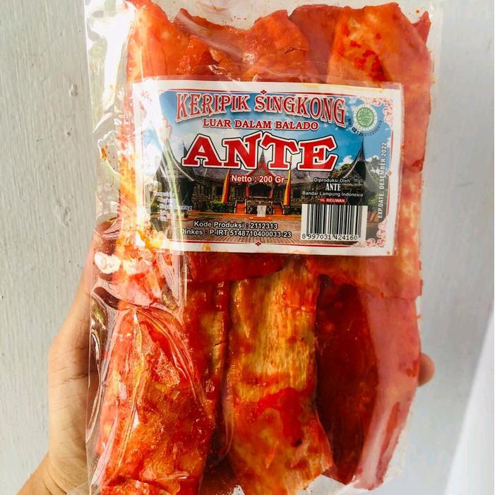 "New" Keripik Singkong Balado ANTE - Kripik Singkong Pedas - Keripik Sanjay Minang - Cemilan