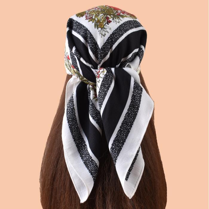 Scarf Wanita French Motif Bunga Silk Syal Leher Wanita Fashion Unik Sun Screen Scraft Wanita
