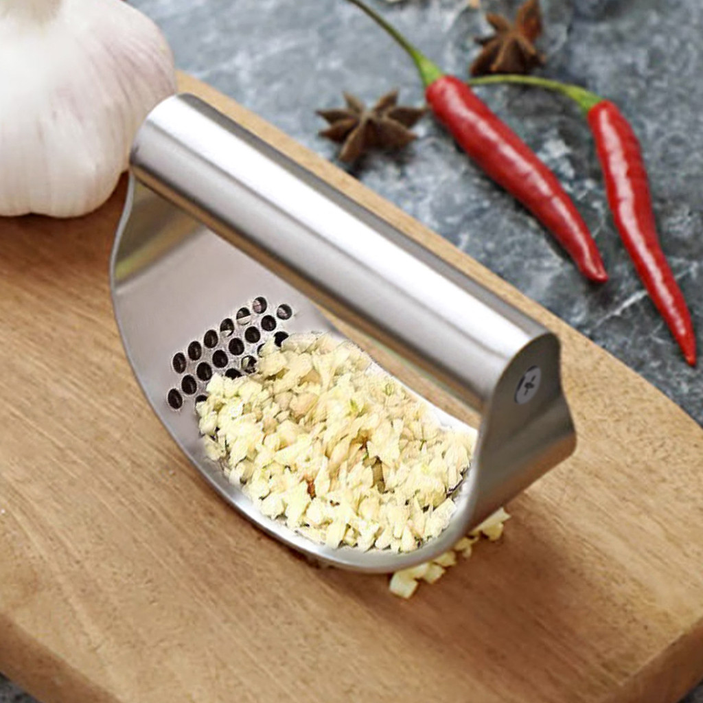 WORTHBUY Manual Stainless Steel Garlic Press, Garlic Chopped Ginger Crusher For Fruit Vegetable