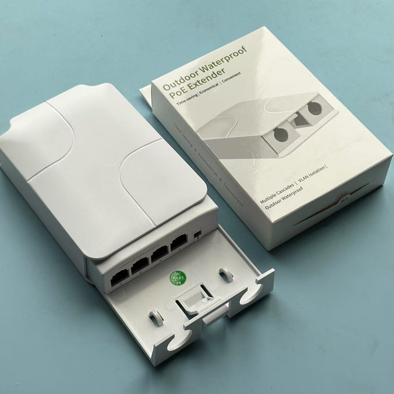 Outdoor Waterproof POE Extender 4 Port Network Switch Repeater 4 Port POE Repeater 10/100Mbps For