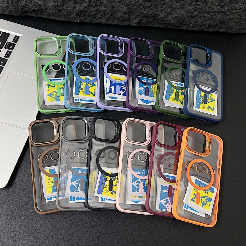 Luxury Magnetic Shockproof Phone Case For iPhone 15 14 13 12 11 16 17 Pro Max Plus 16E Funda Stand
