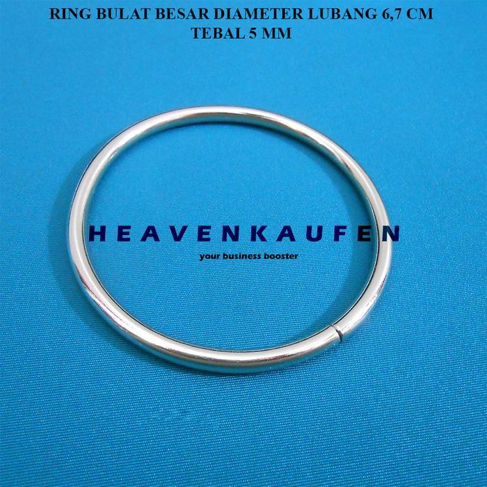 Ring Bulat Besar Diameter Lubang 6,7 cm Warna Nikel Silver Tebal 5 mm Untuk Ring Bulat Gorden Handle