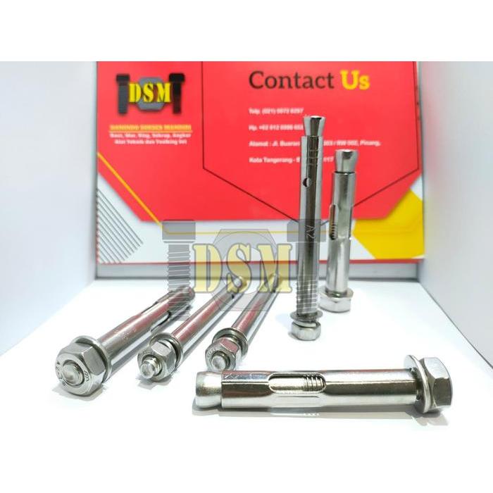 "New" SS 304 / Dynabolt Stainless M12x100 / Dinabolt M12 / Sleeve Anchor Bolt 10 CM