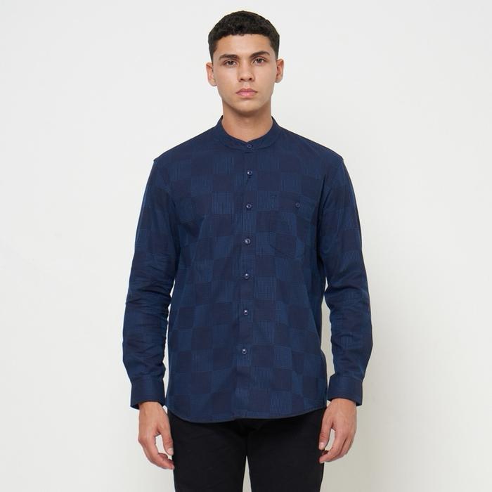 Vanfive Kemeja Koko Pria Kotak Kotak Shanghai Lengan Panjang Zaid Navy #Gratisongkir #Sale #Discount
