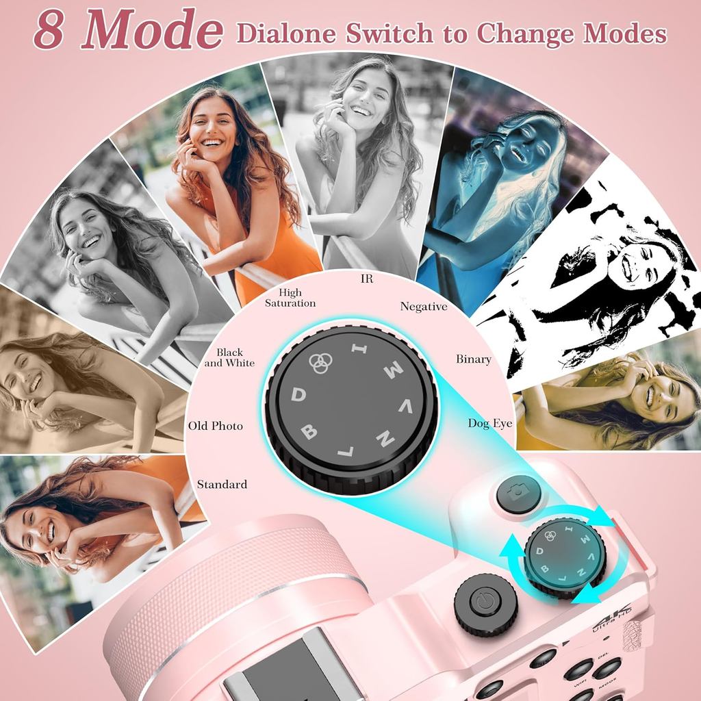 DIY Frame Compact 56MP Digital Cameras Front Rear Dual Lens Selfie 4K Photography Camcorder 18X