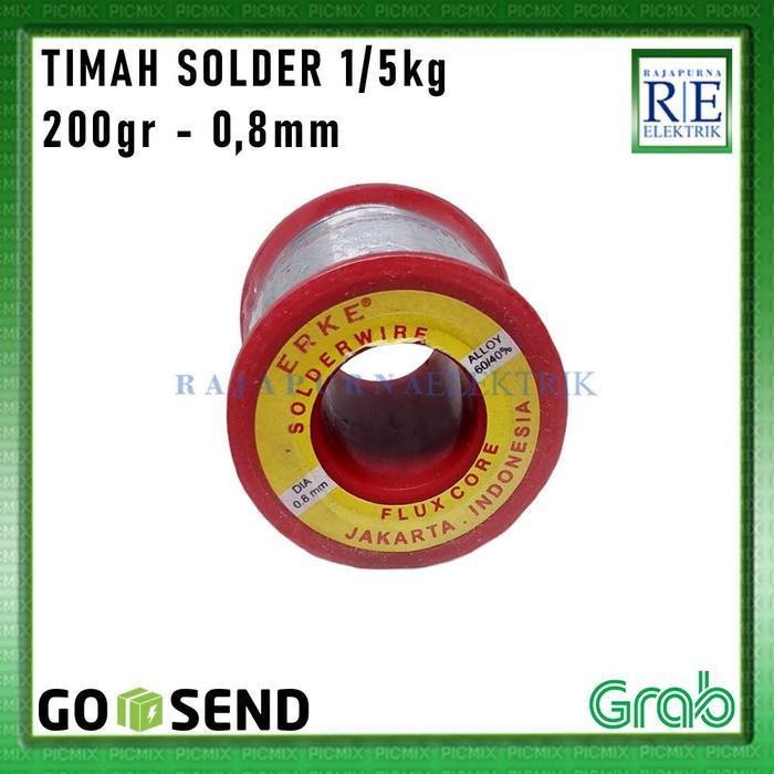 TIMAH SOLDER ERKE 1/5KG 200GR SOLDER CORE WIRE 0,8MM (60/40) ASLI