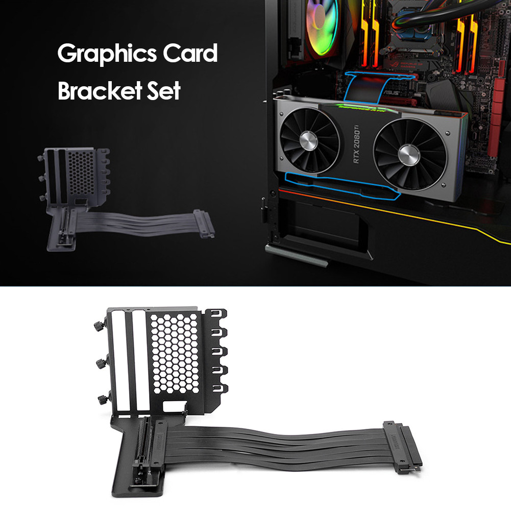 BARU GPU Extension Cable PCI-E VGA Card Bracket Set for Desktop Chassis 7 Slot Mount